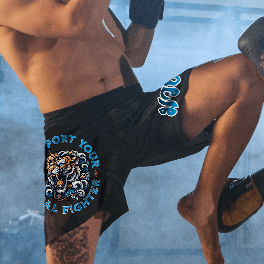 Support Your Local Fighter MMA Shorts Tiger Muay Thai Workout Shorts