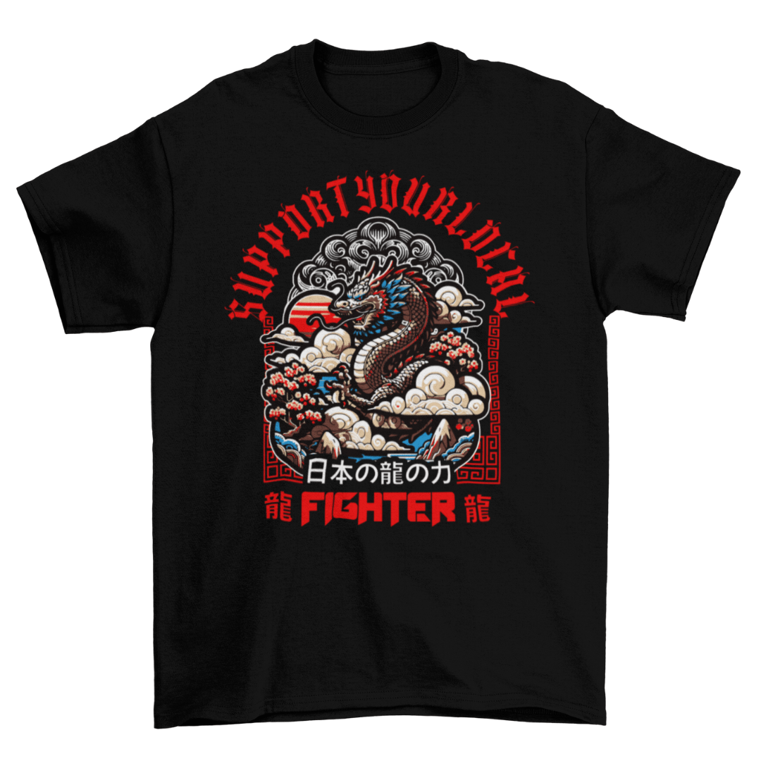 Support Your Local Fighter tshirt XL / White Red Dragon Fighter Tee
